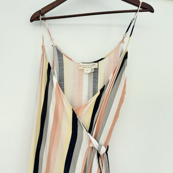 SALT WATER LUXE Billie Midi Wrap Striped Beach Dress Medium - Picture 7 of 11